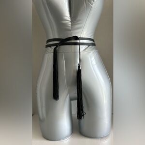 Elegant Black Tassel Belt